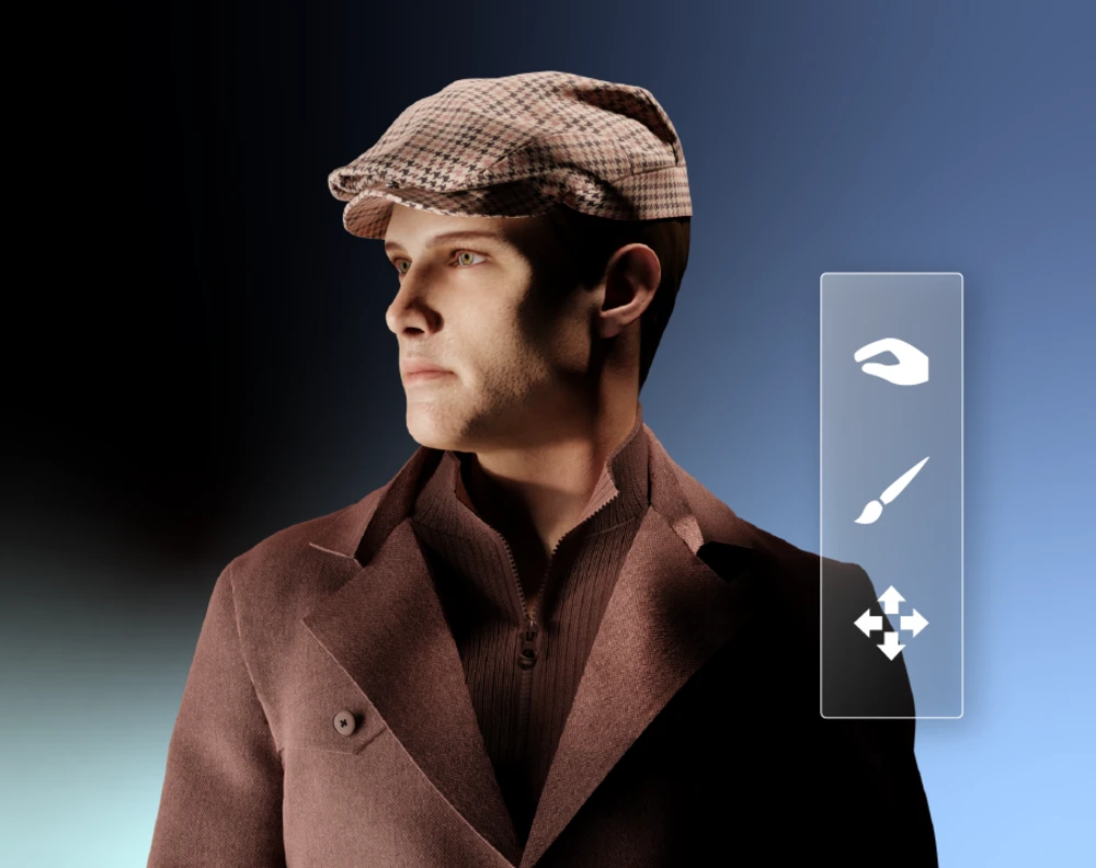 A flat cap in the 3D fashion design software VStitcher.